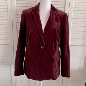 Boden Velvet Blazer Women’s Single Button Notch Collar Lined Burgundy Jacket 12
